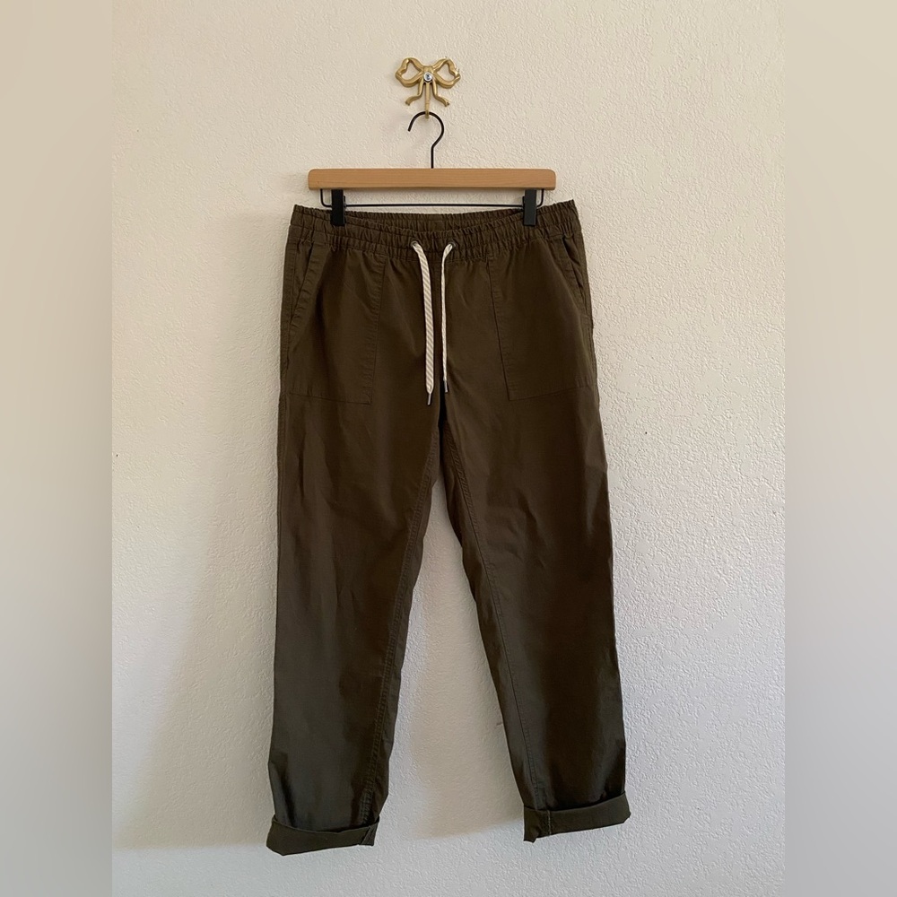 Vuori Vintage Ripstop Jogger Pant Women Small Olive VW450 Stretch Organic Cotton